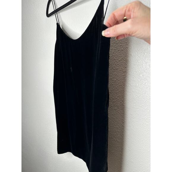 Theory Soft Black Velvet V-Neck Spaghetti Strap Side Slit Camisole Top S - Picture 6 of 15